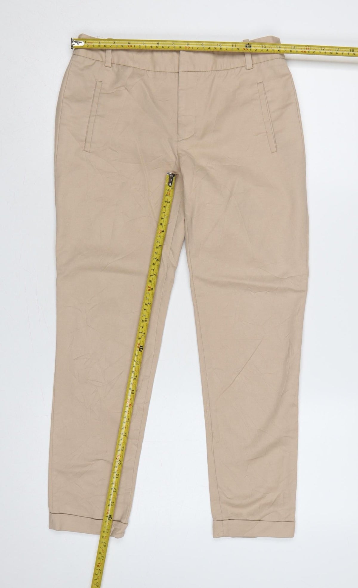 Zara Basic Women’s Beige UK 8 Slim Tapered Chino Trousers