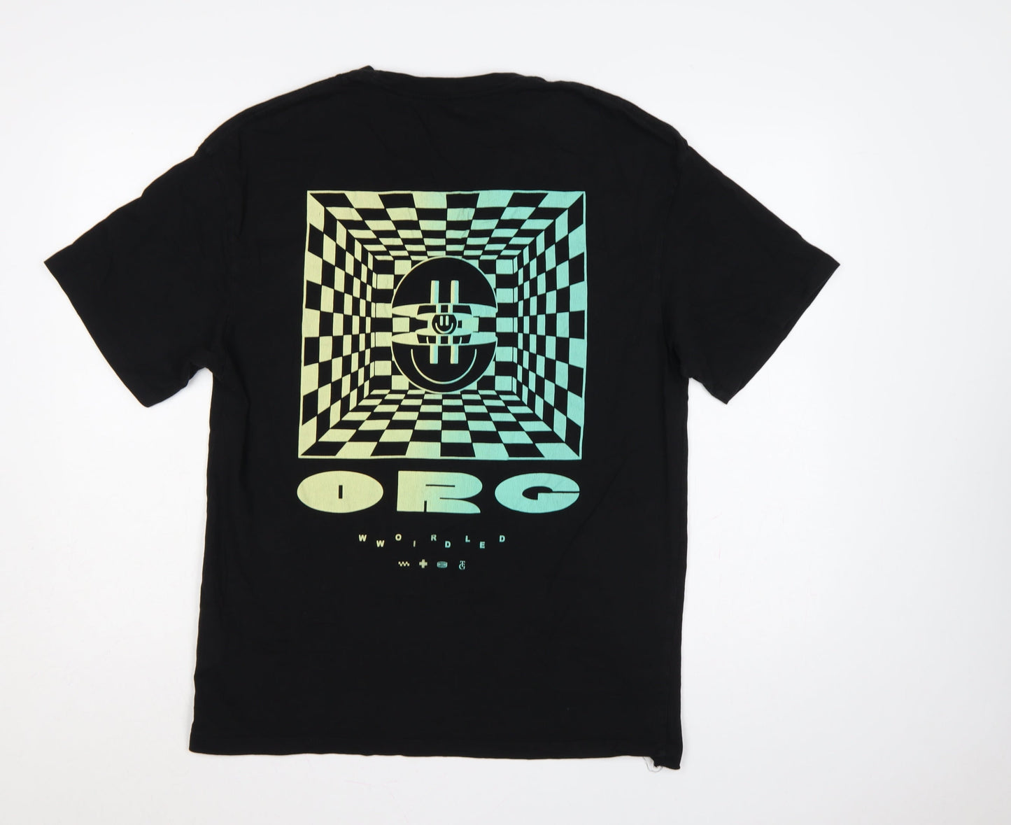 Jack & Jones Men Black L Graphic Print Crew Neck T-Shirt