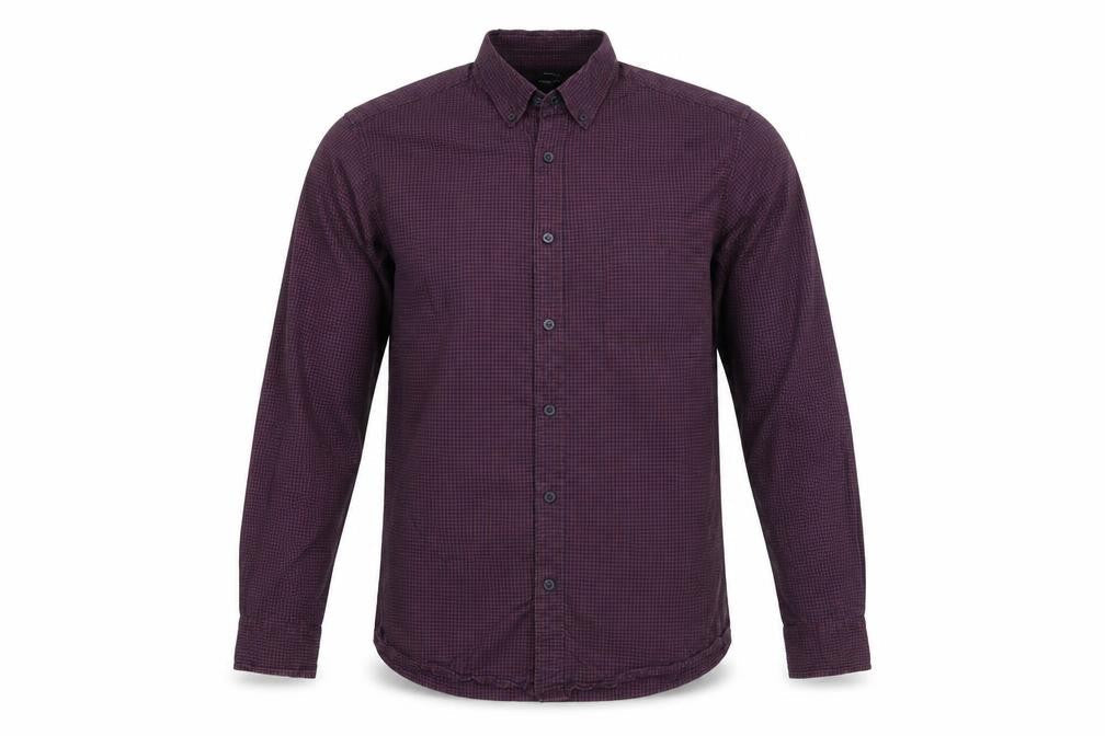 Dunnes Men’s Red Check Cotton Button-Down Shirt L Regular Fit