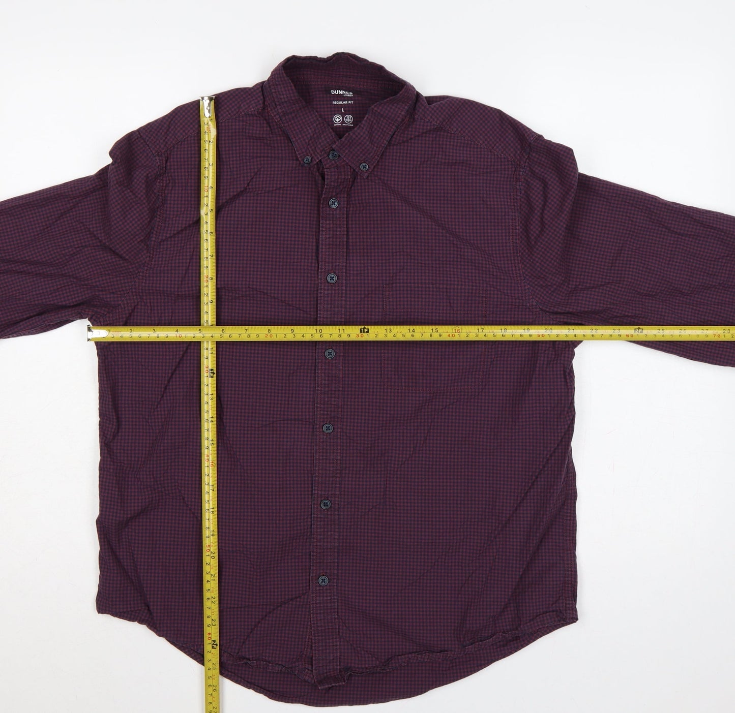 Dunnes Stores Men’s Red Check Cotton Button-Down Shirt L Regular Fit