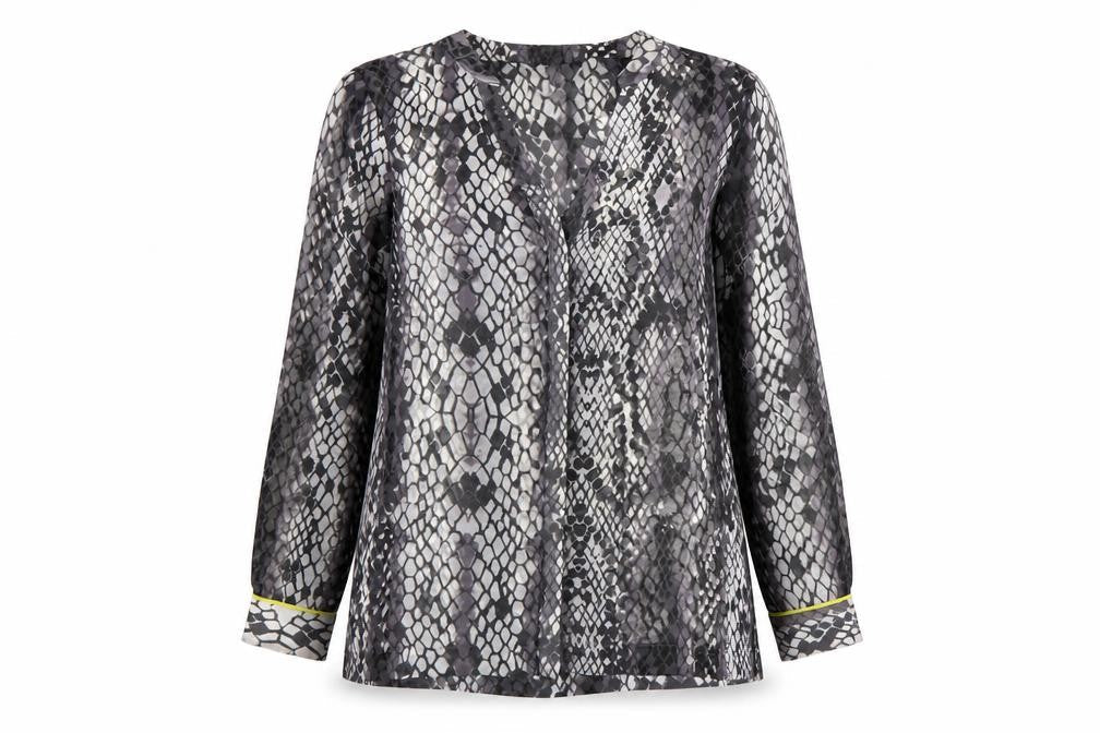 Mint Velvet Women Multicoloured UK 12 Snake Print Sheer V-Neck Blouse