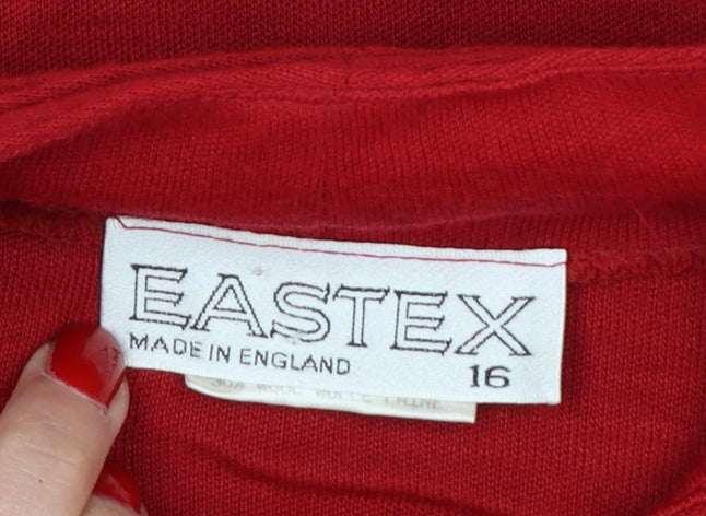 Eastex Women Red UK 16 Fit & Flare Knit Cowl Neck Wool Dress