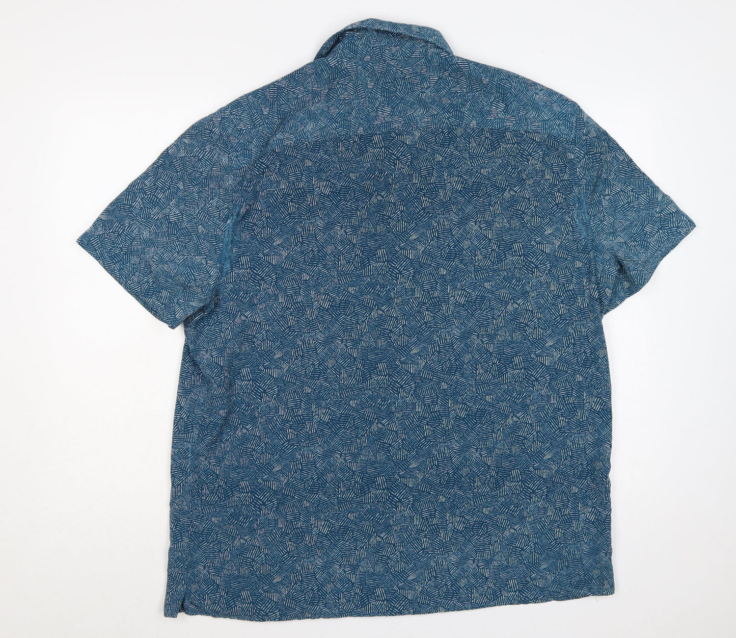 Marks and Spencer Men's Blue XL Geometric Short Sleeve Button-Up Shirt