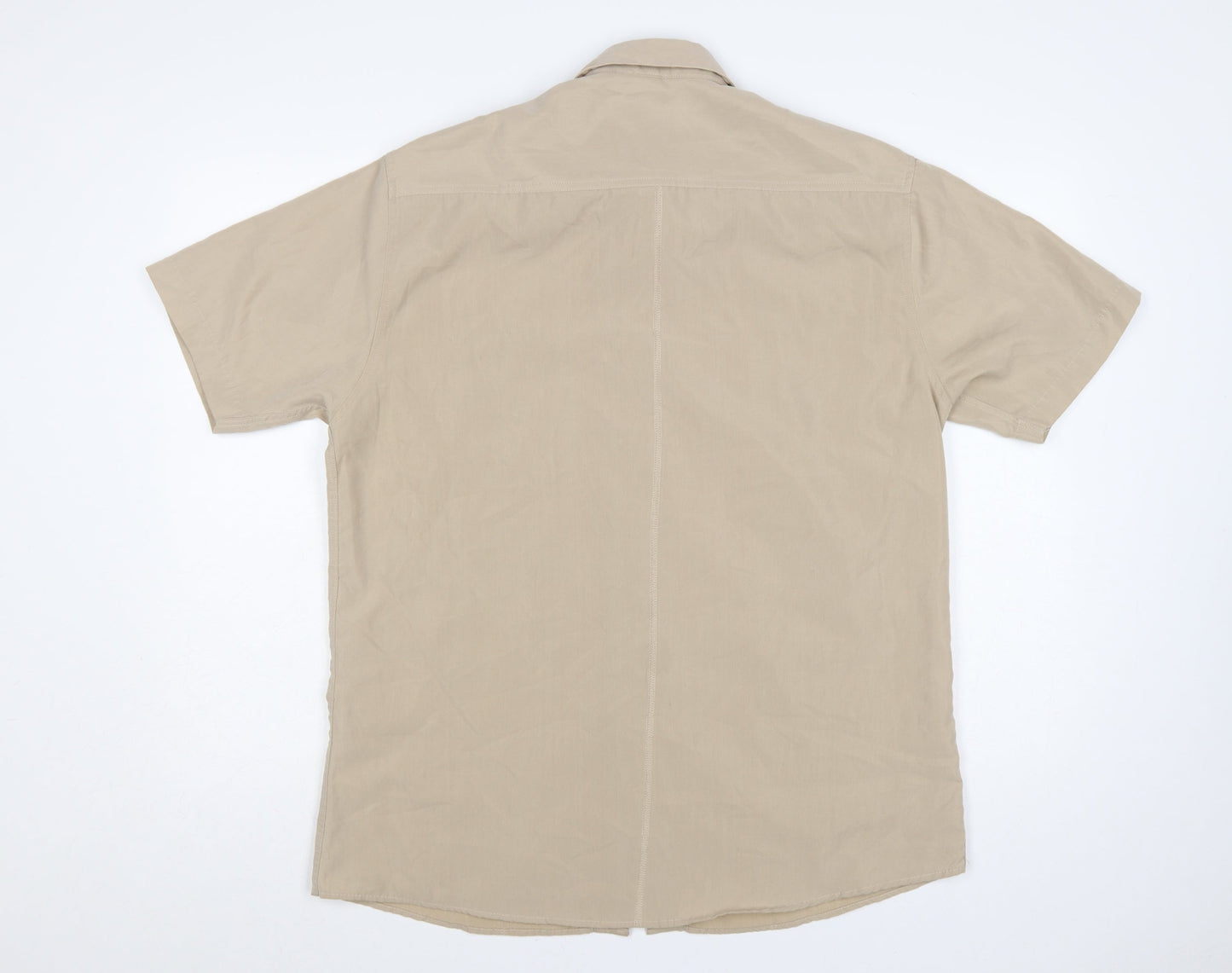 Lincoln Men’s Beige M Short Sleeve Military Button-Up Shirt