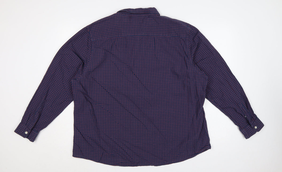 Brand and care label for Red Herring Men’s Blue Red Check Button-Down Shirt 2XL Long Sleeve