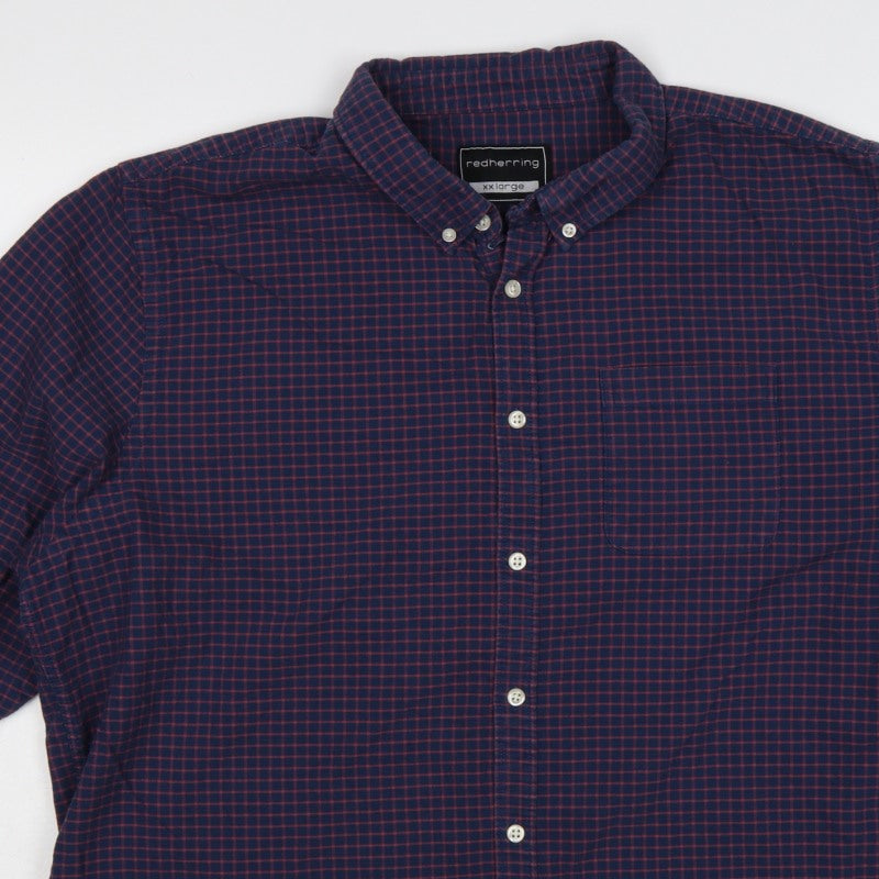 Additional view of Red Herring Men’s Blue Red Check Button-Down Shirt 2XL Long Sleeve