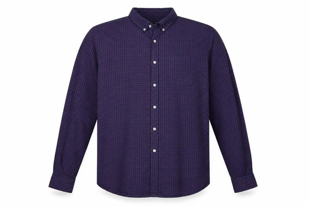 Front view of Red Herring Men’s Blue Red Check Button-Down Shirt 2XL Long Sleeve
