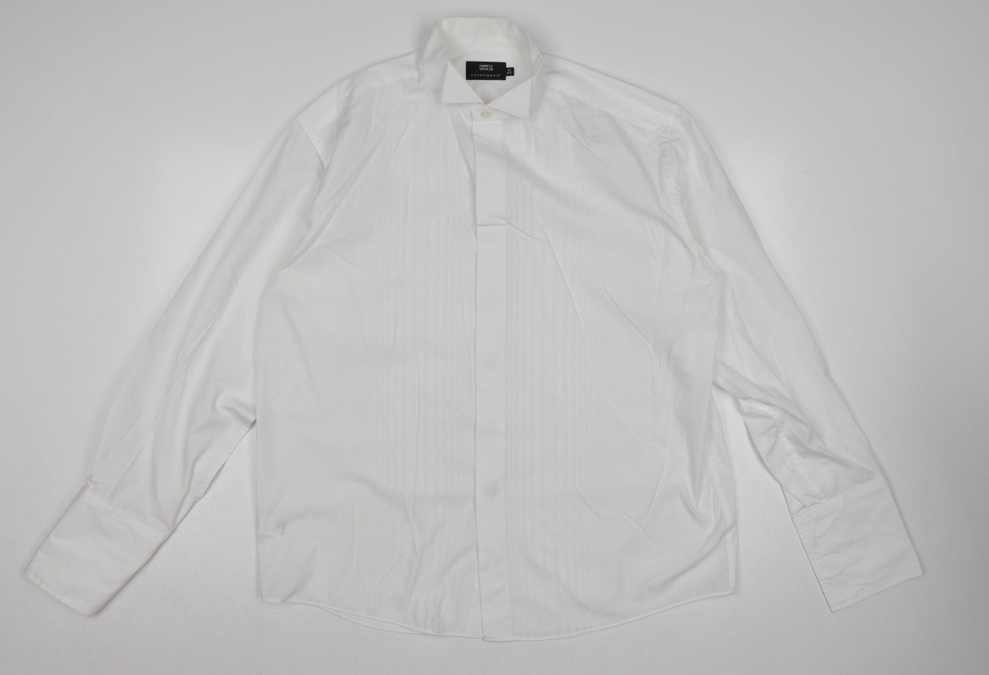 Marks and Spencer Men’s White 16.5 Pleated Wing Collar Dress Shirt
