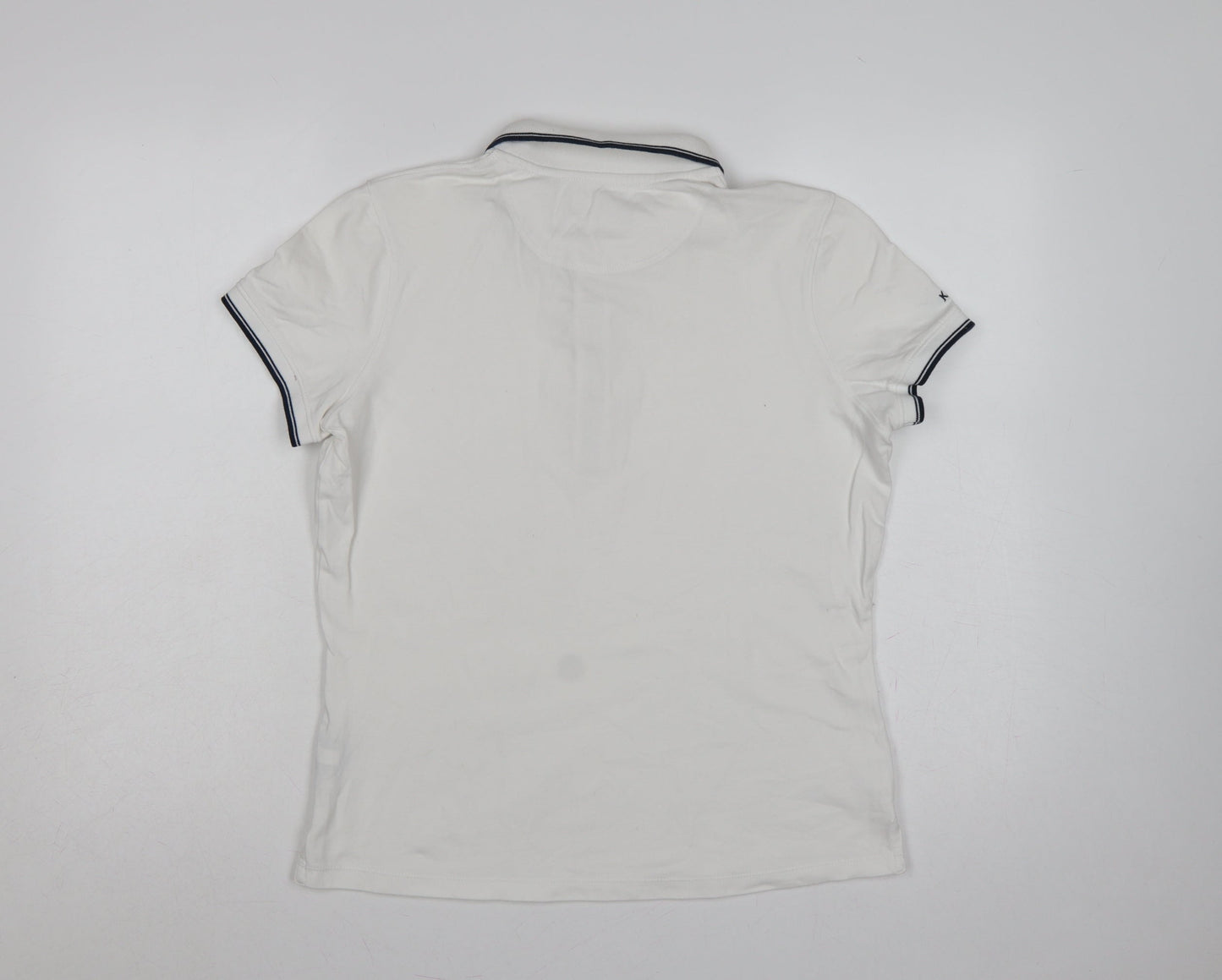 Kartel Women White UK 12 Classic Zip Polo Shirt Cotton Stretch