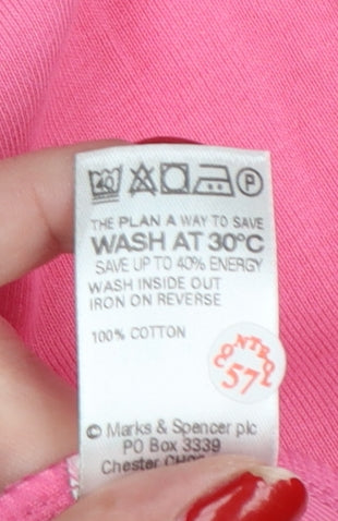 Marks and Spencer Women's Pink UK 16 Jersey Floral Embroidered Top