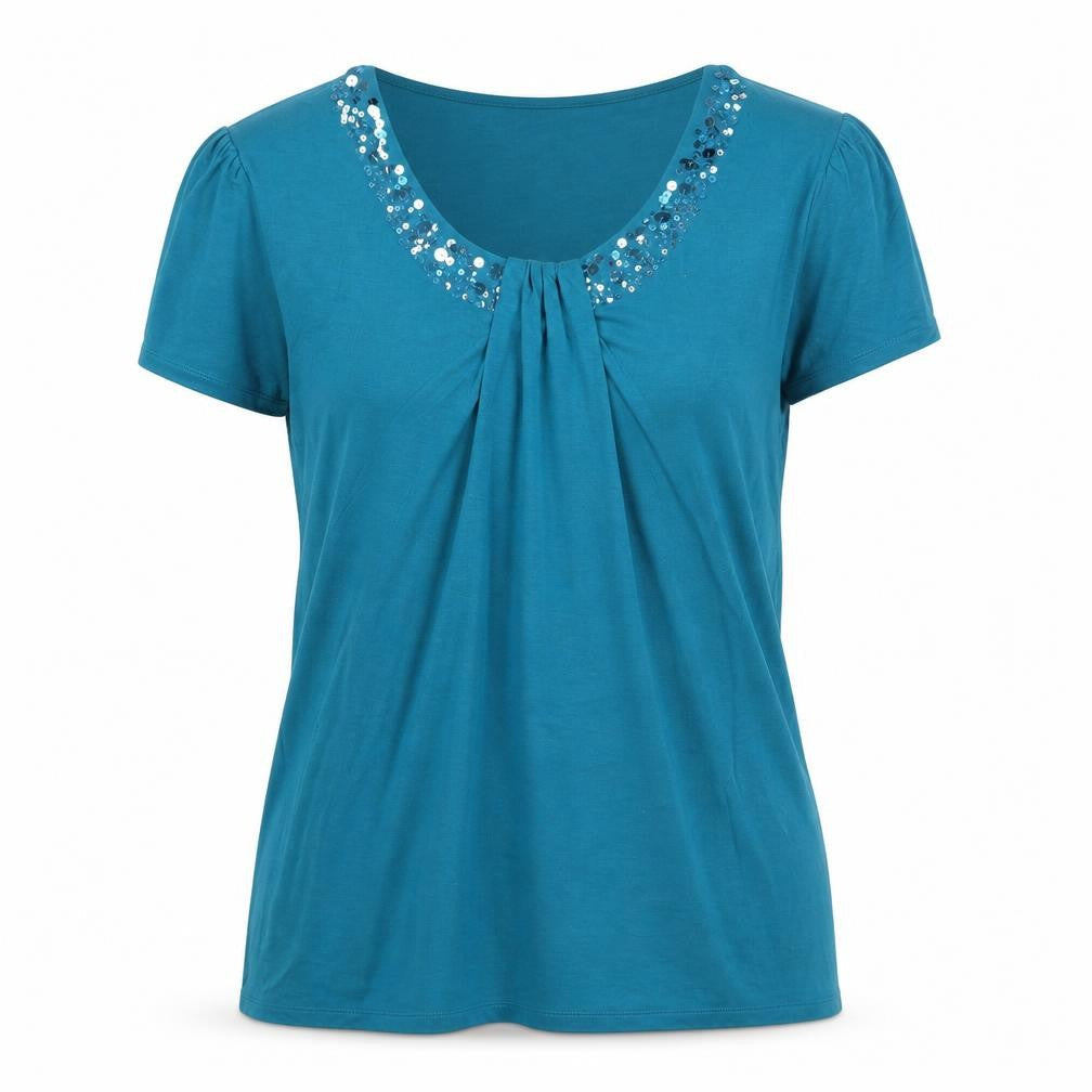 Marks & Spencer Women’s Blue UK 14 Jersey Sequin Scoop Neck T-Shirt
