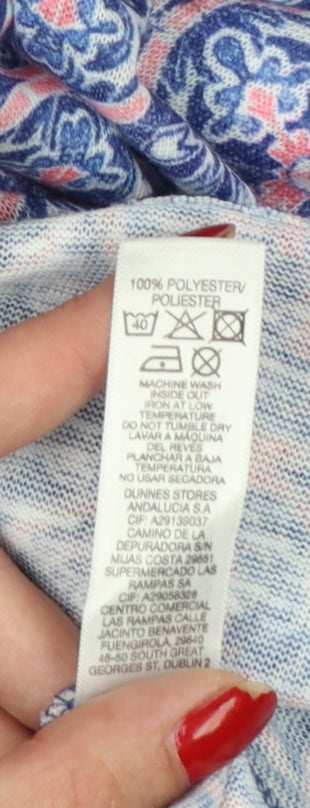 Additional view of Dunnes Women’s Blue Pink Geometric Sleeveless Tank Top UK 14