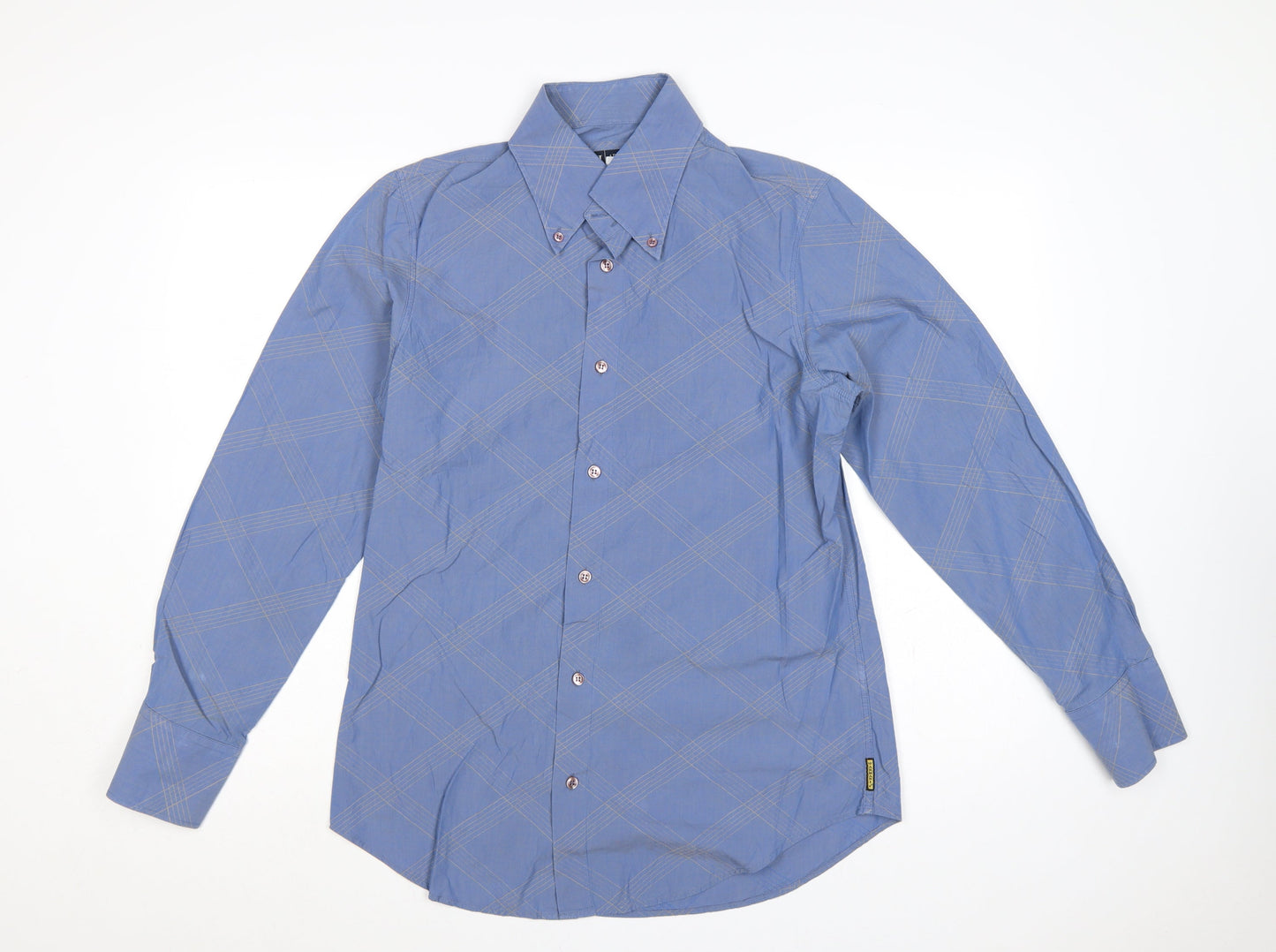 Armani Jeans Men's Blue M Cotton Check Button-Down Long Sleeve Shirt