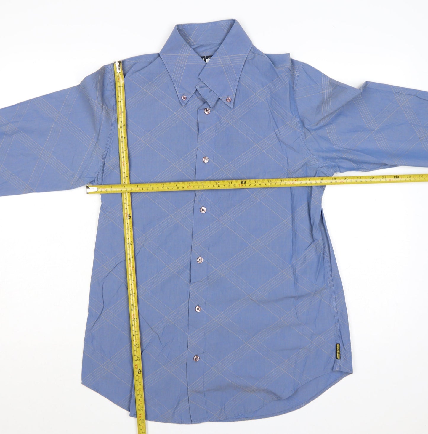 Armani Jeans Men's Blue M Cotton Check Button-Down Long Sleeve Shirt