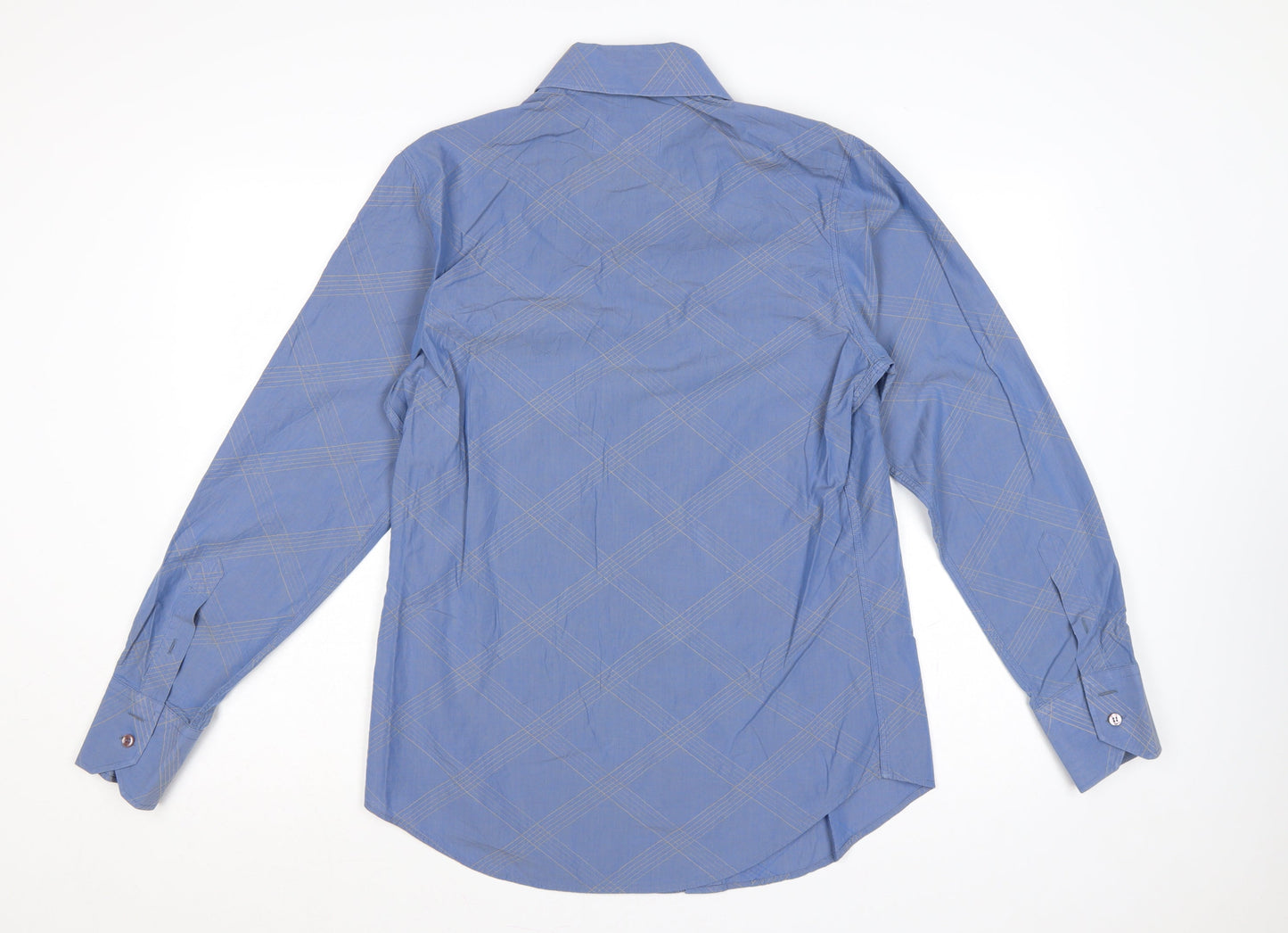 Armani Jeans Men's Blue M Cotton Check Button-Down Long Sleeve Shirt