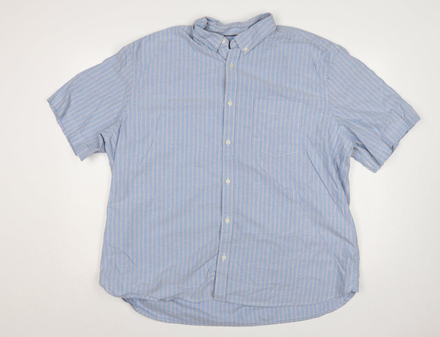 M&S Men’s Blue Striped 3XL Regular Laundered Oxford Shirt