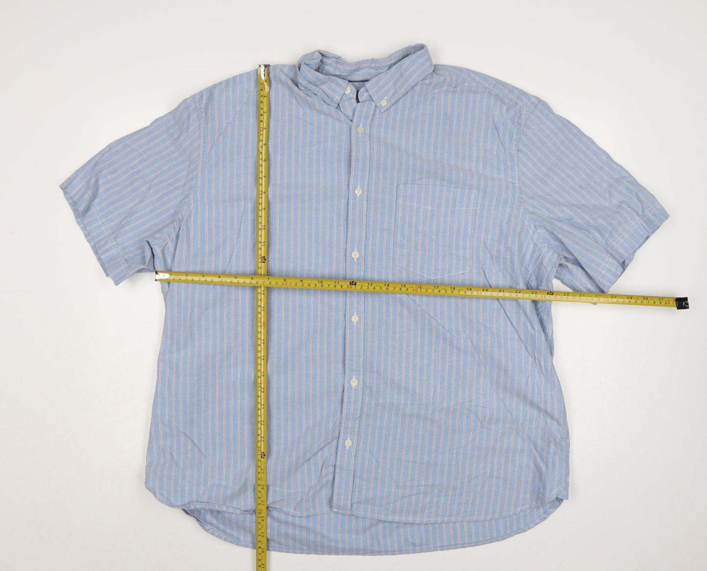 M&S Men’s Blue Striped 3XL Regular Laundered Oxford Shirt