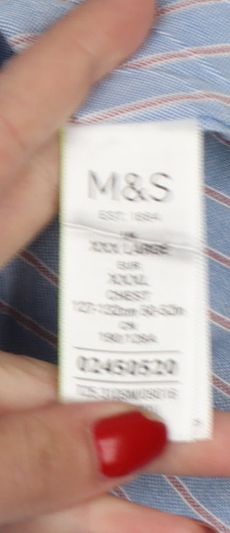 M&S Men’s Blue Striped 3XL Regular Laundered Oxford Shirt