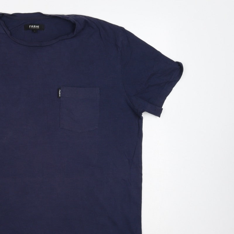 Additional view of Farhi by Nicole Farhi Men’s Navy L Pocket Crew Neck T-Shirt