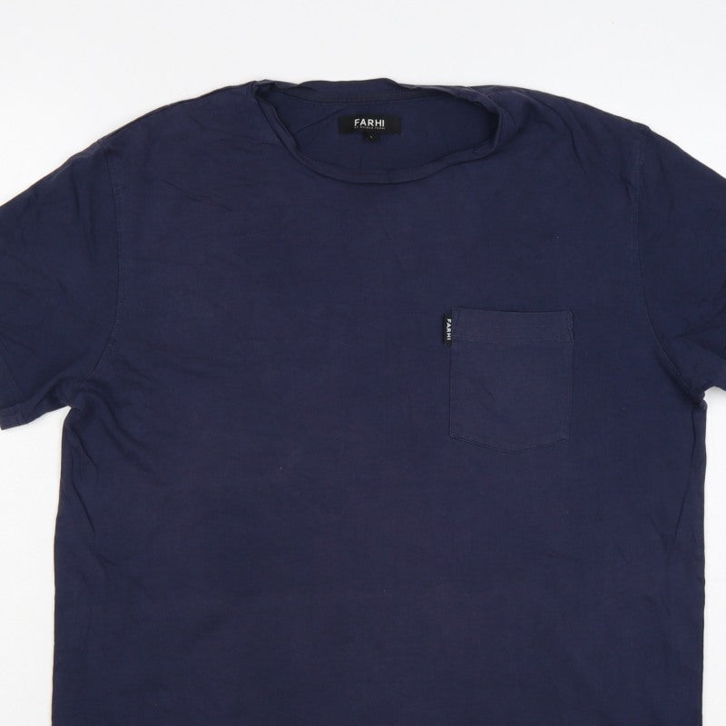Additional view of Farhi by Nicole Farhi Men’s Navy L Pocket Crew Neck T-Shirt