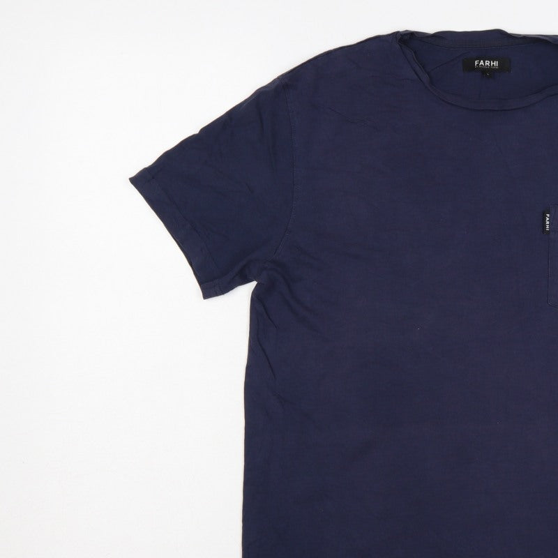 Additional view of Farhi by Nicole Farhi Men’s Navy L Pocket Crew Neck T-Shirt