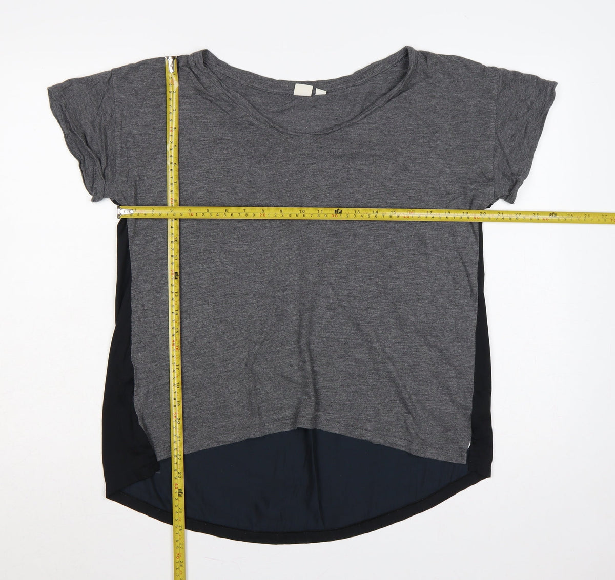 GAP Women Grey Black Layered Jersey T-Shirt Size M Short Sleeve