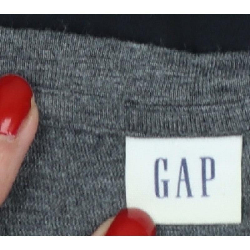 GAP Women Grey Black Layered Jersey T-Shirt Size M Short Sleeve