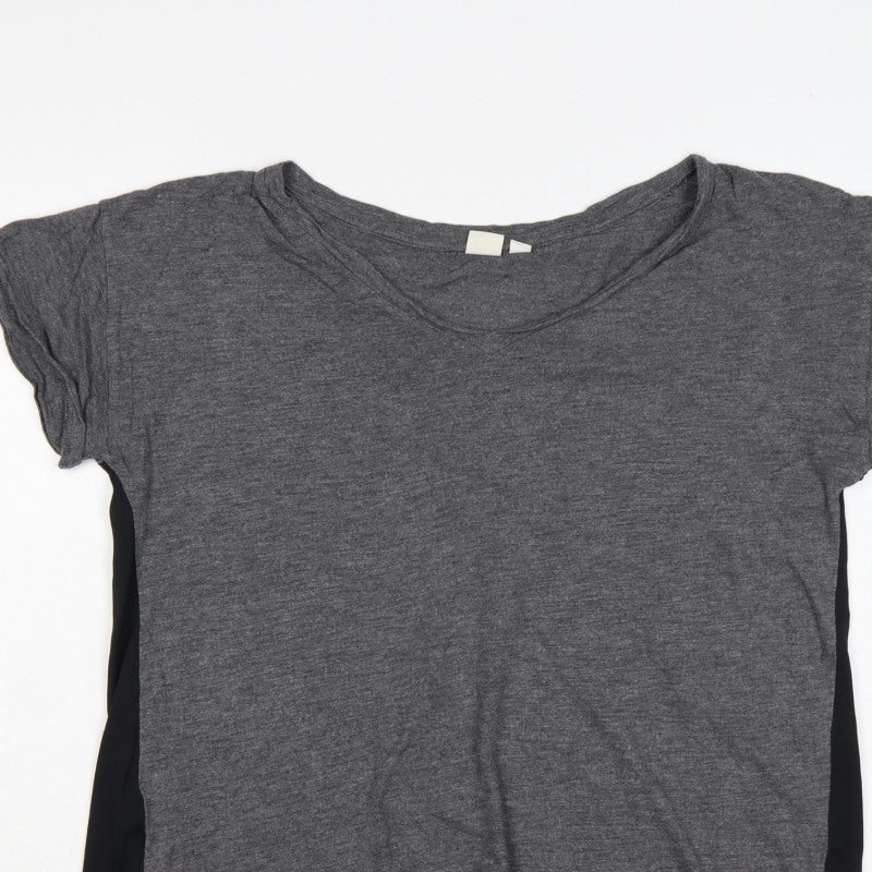 GAP Women Grey Black Layered Jersey T-Shirt Size M Short Sleeve