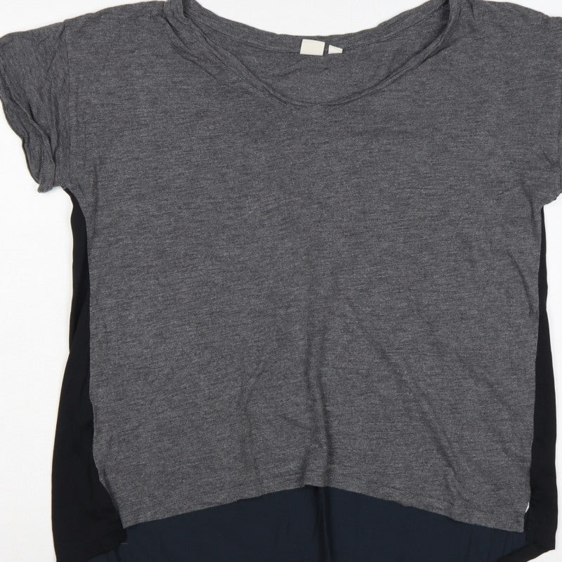 GAP Women Grey Black Layered Jersey T-Shirt Size M Short Sleeve