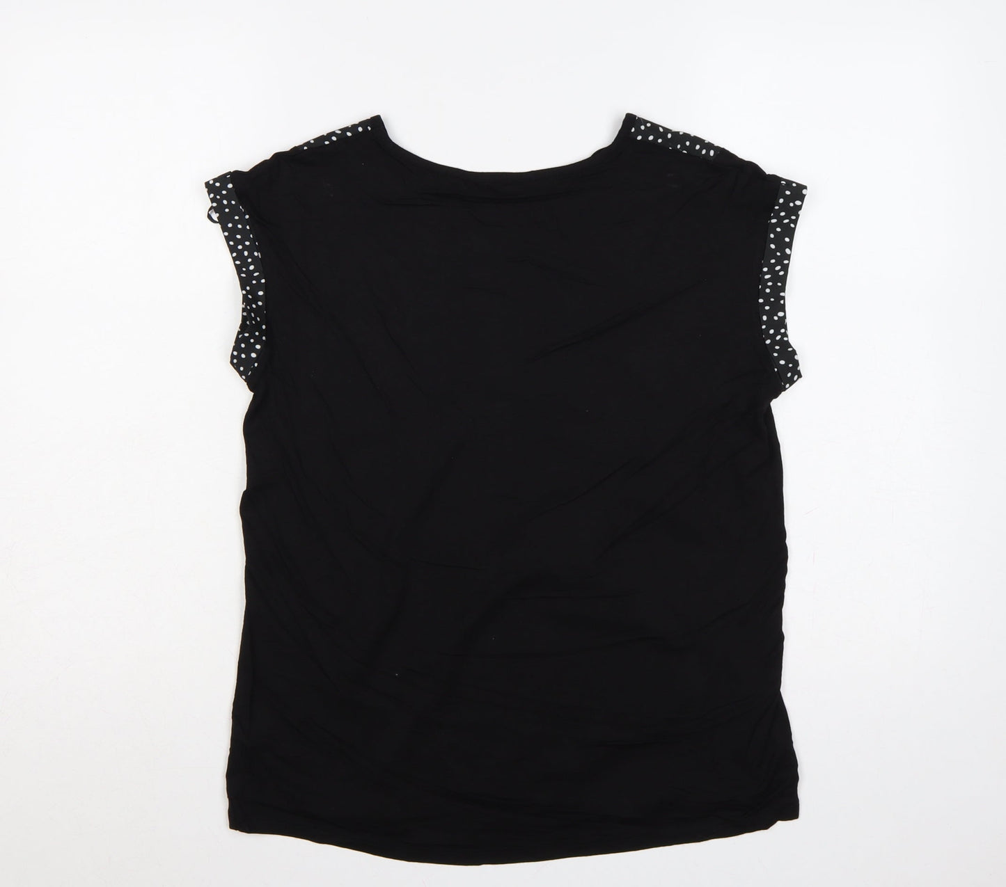 Dunnes Women Black Polka Dot Short Sleeve Slim T-Shirt Size S