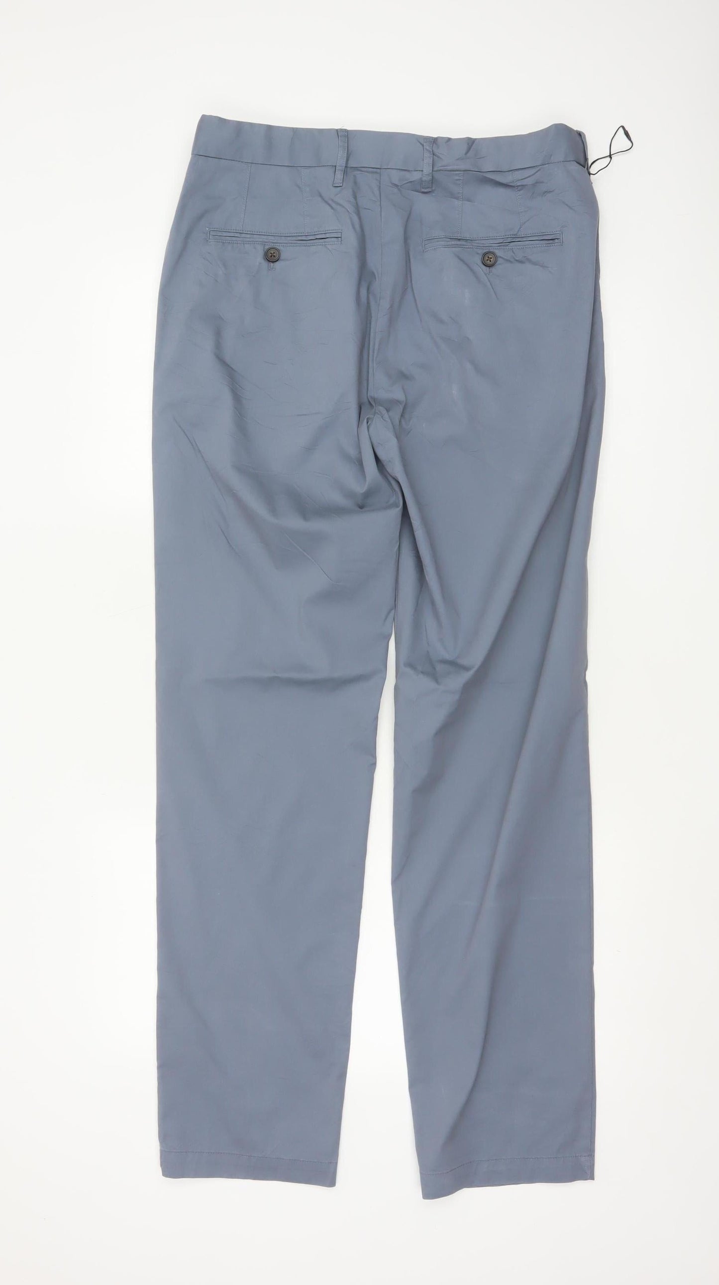 Marks & Spencer Men's Blue 32 Regular Fit Cotton Blend Chino Trousers
