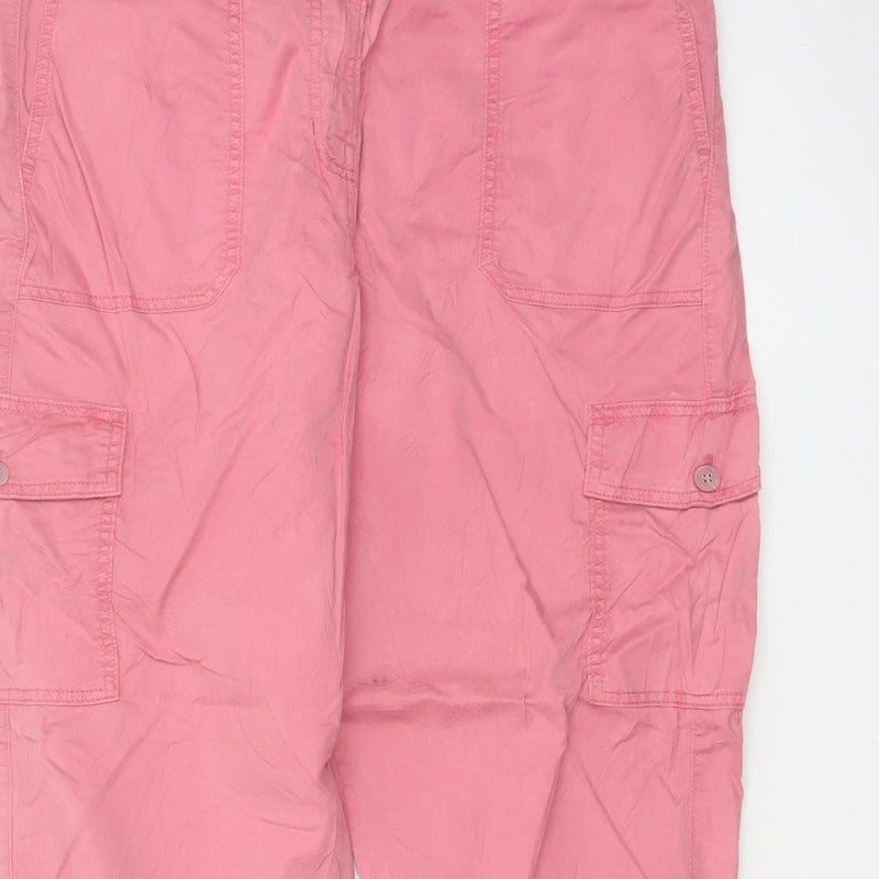 M&S Womens Pink Size 16 Cargo Tapered Cuffed Trousers