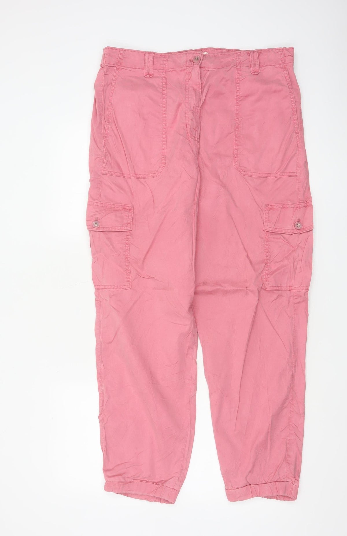 M&S Womens Pink Size 16 Cargo Tapered Cuffed Trousers