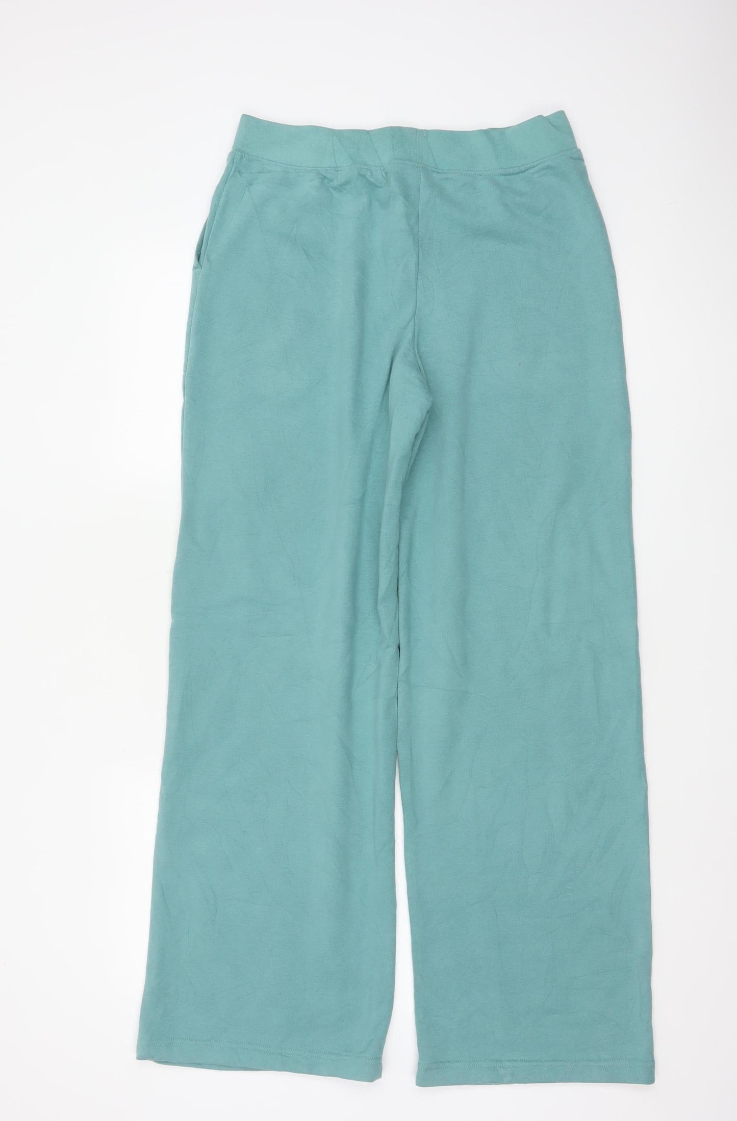 Lands' End Women's Green S Wide-Leg Sweatpants Elastic Waist Pockets