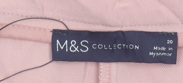 Marks & Spencer Collection Women’s Pink UK 20 Wide-Leg Tailored Trousers Pockets