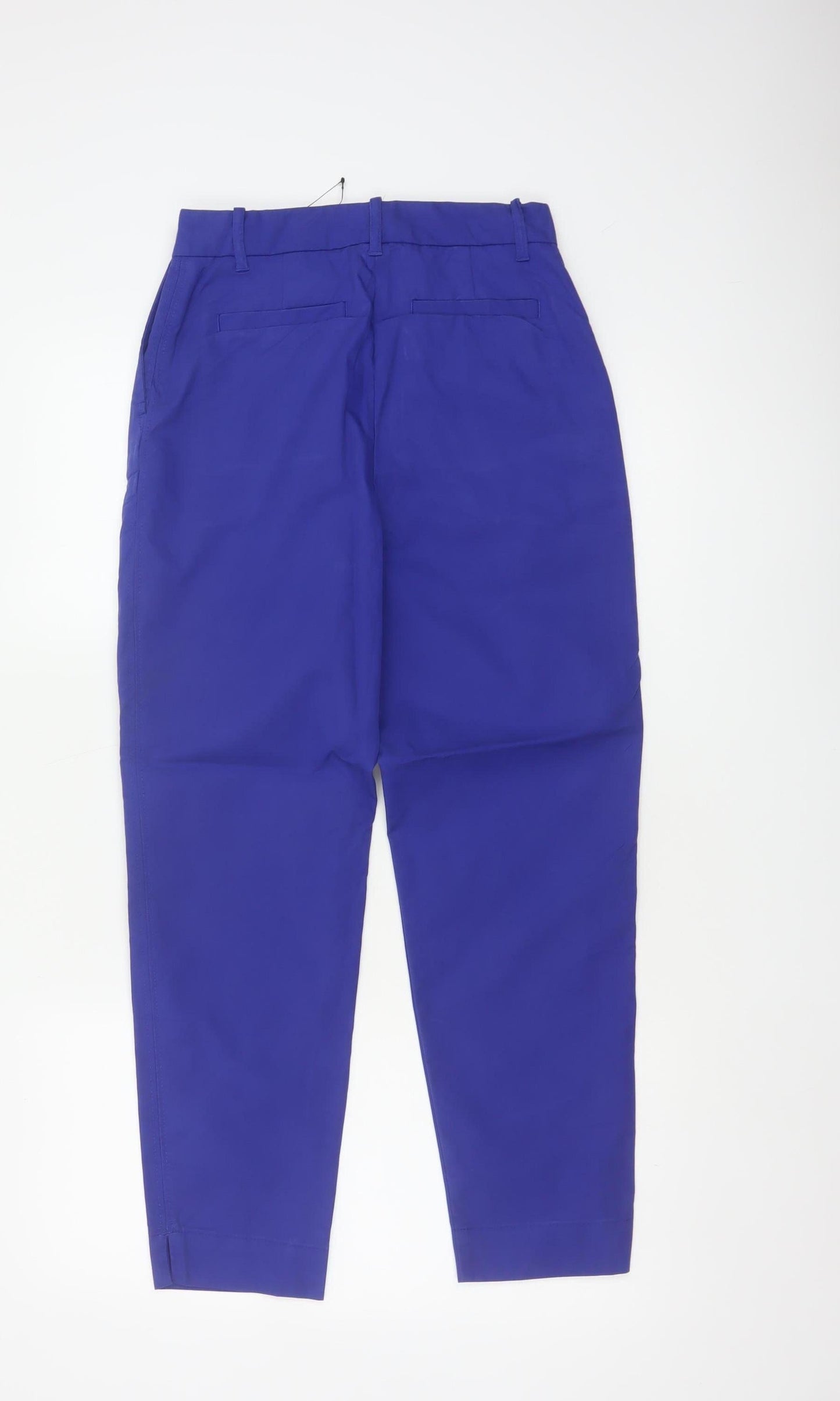 M&S Women’s Blue UK 6 Short Tapered Cotton Blend Trousers