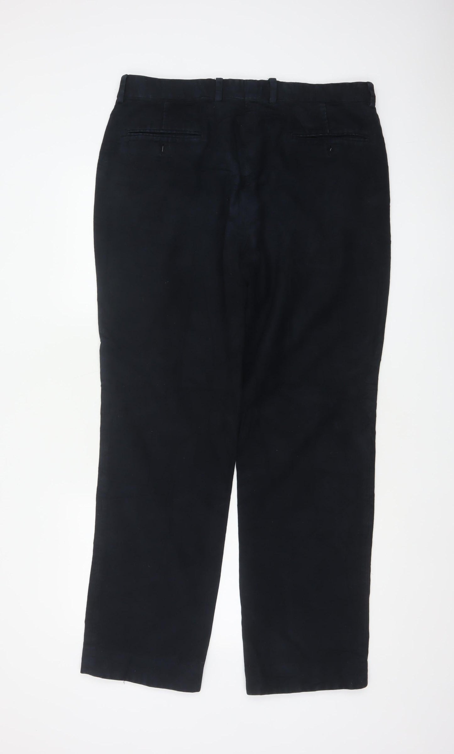 Gurteen Men’s Black 36R Cotton Flat Front Smart Trousers