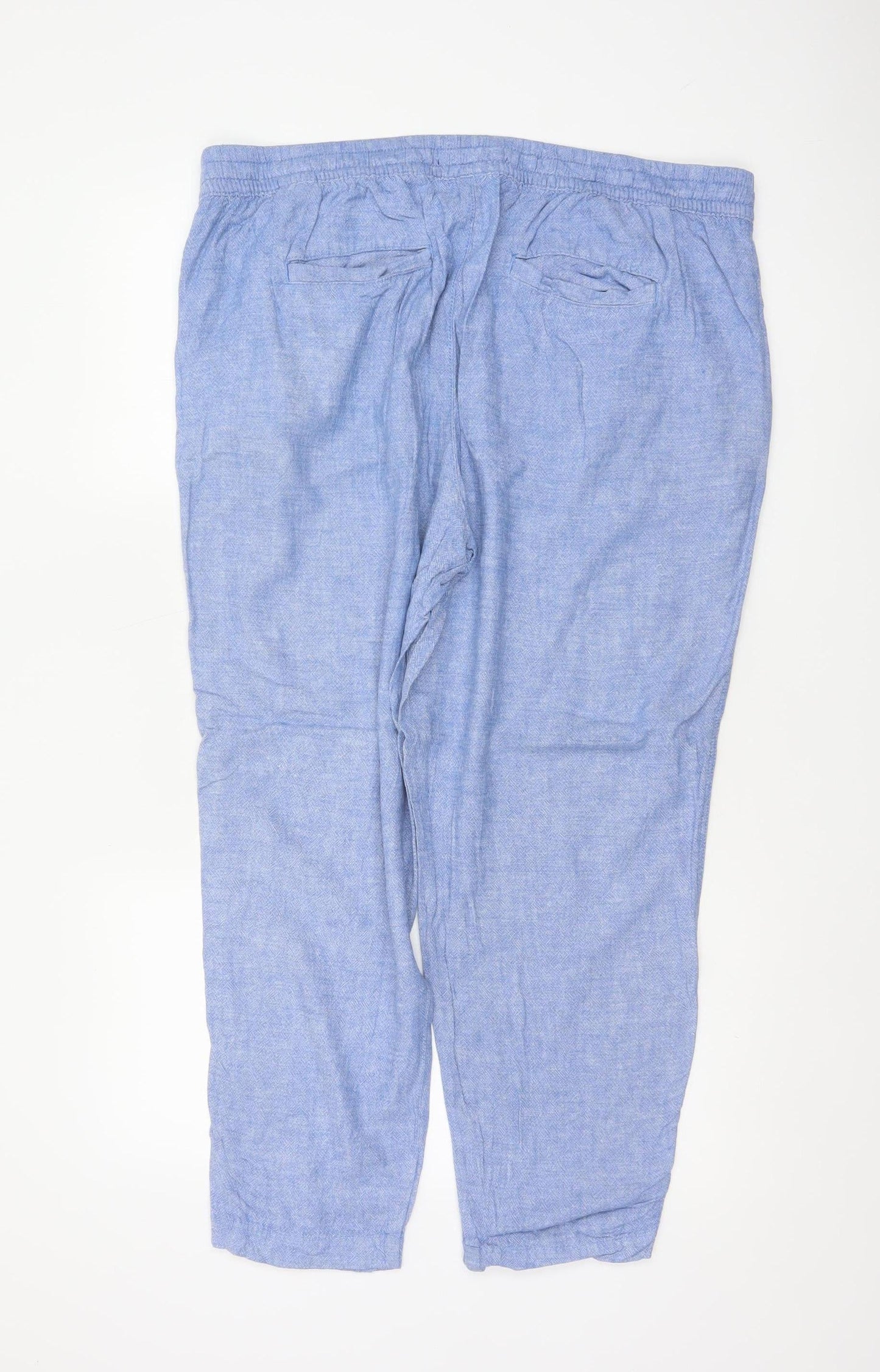 Marks and Spencer Women Blue Linen Blend Jogger Trousers UK 18