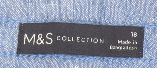 Marks and Spencer Women Blue Linen Blend Jogger Trousers UK 18