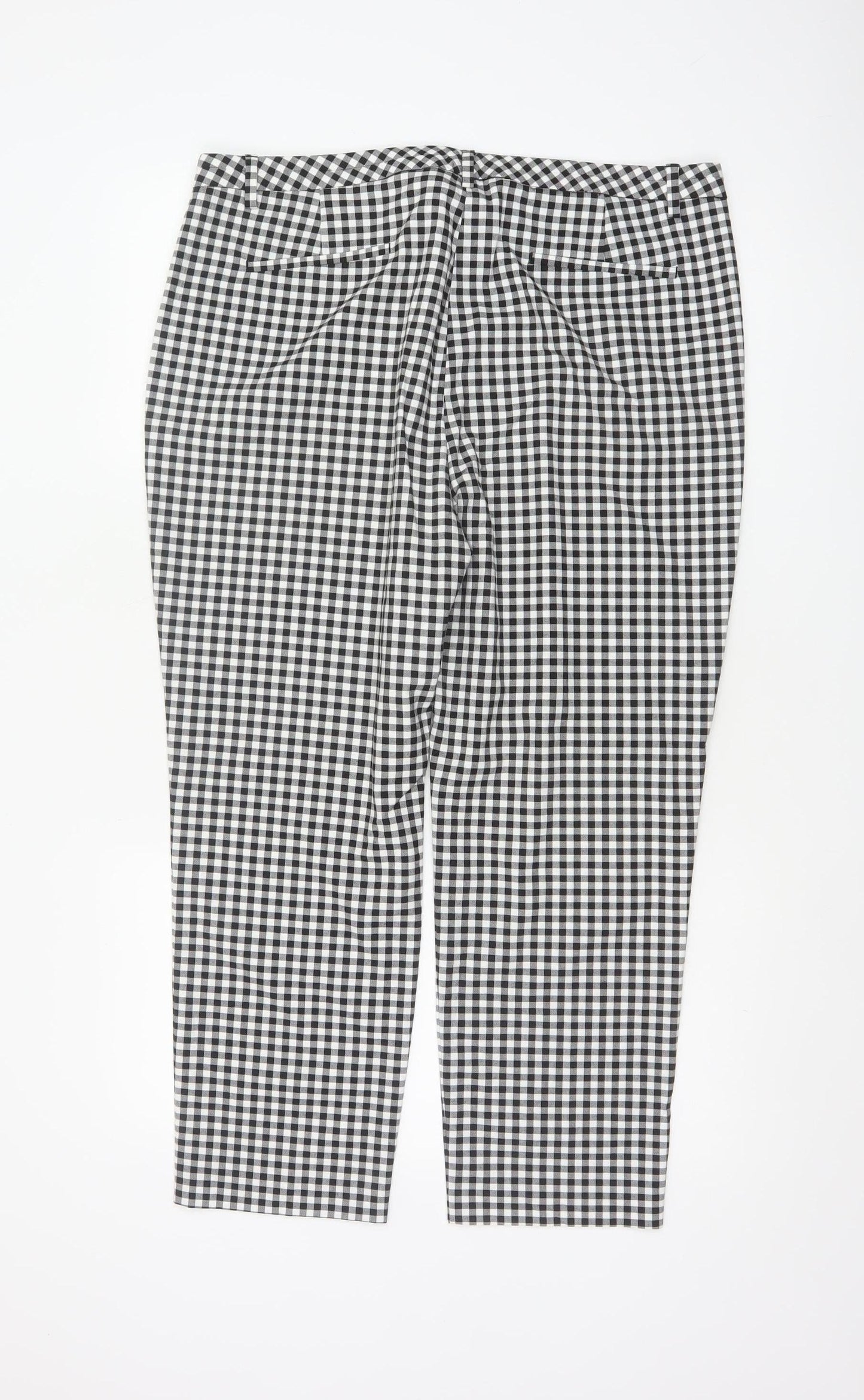 Marks & Spencer Women's Black White Gingham Tapered Trousers UK 16