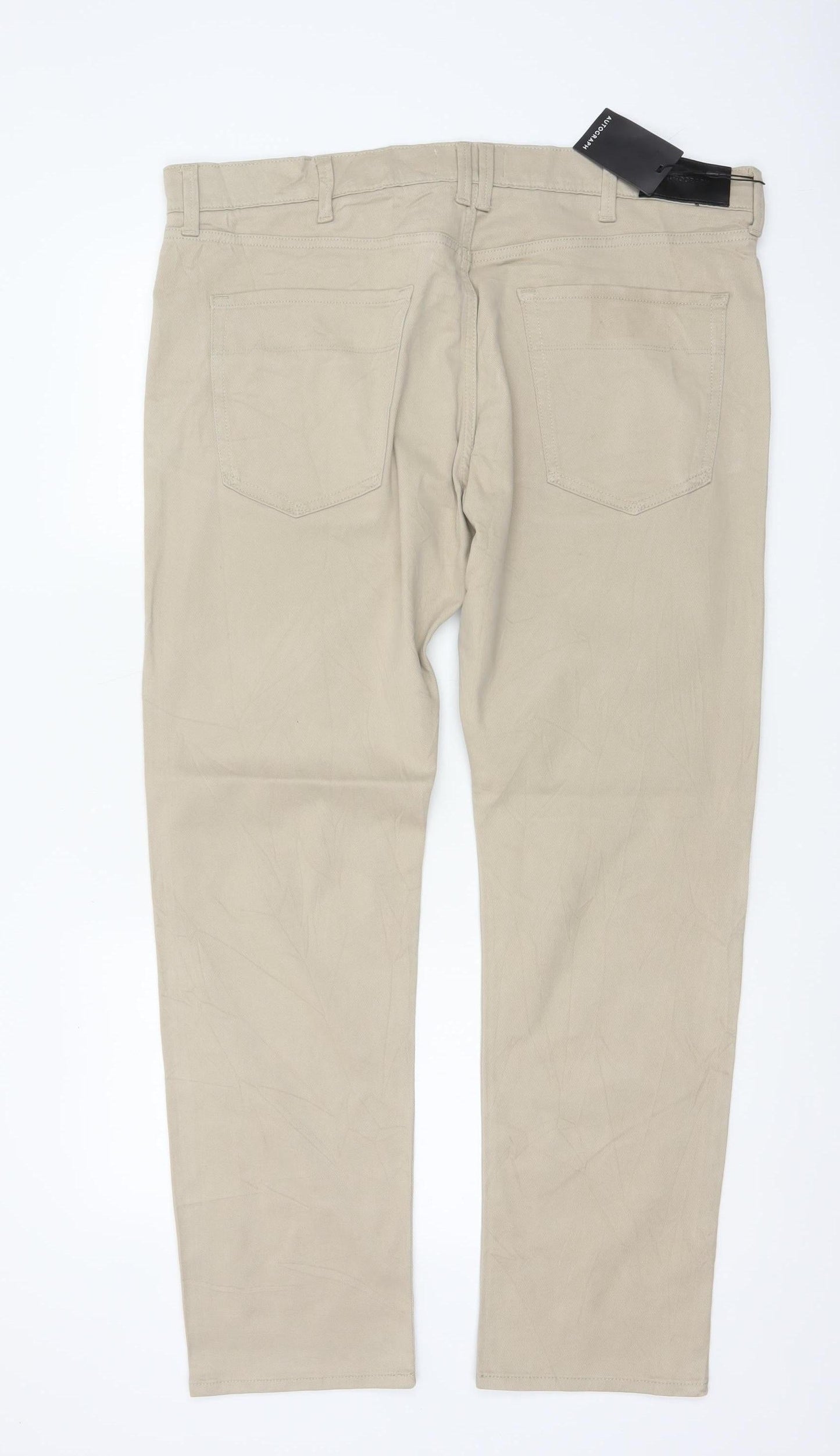 Marks & Spencer Autograph Men Beige 38 Slim Stretch Chino Trousers