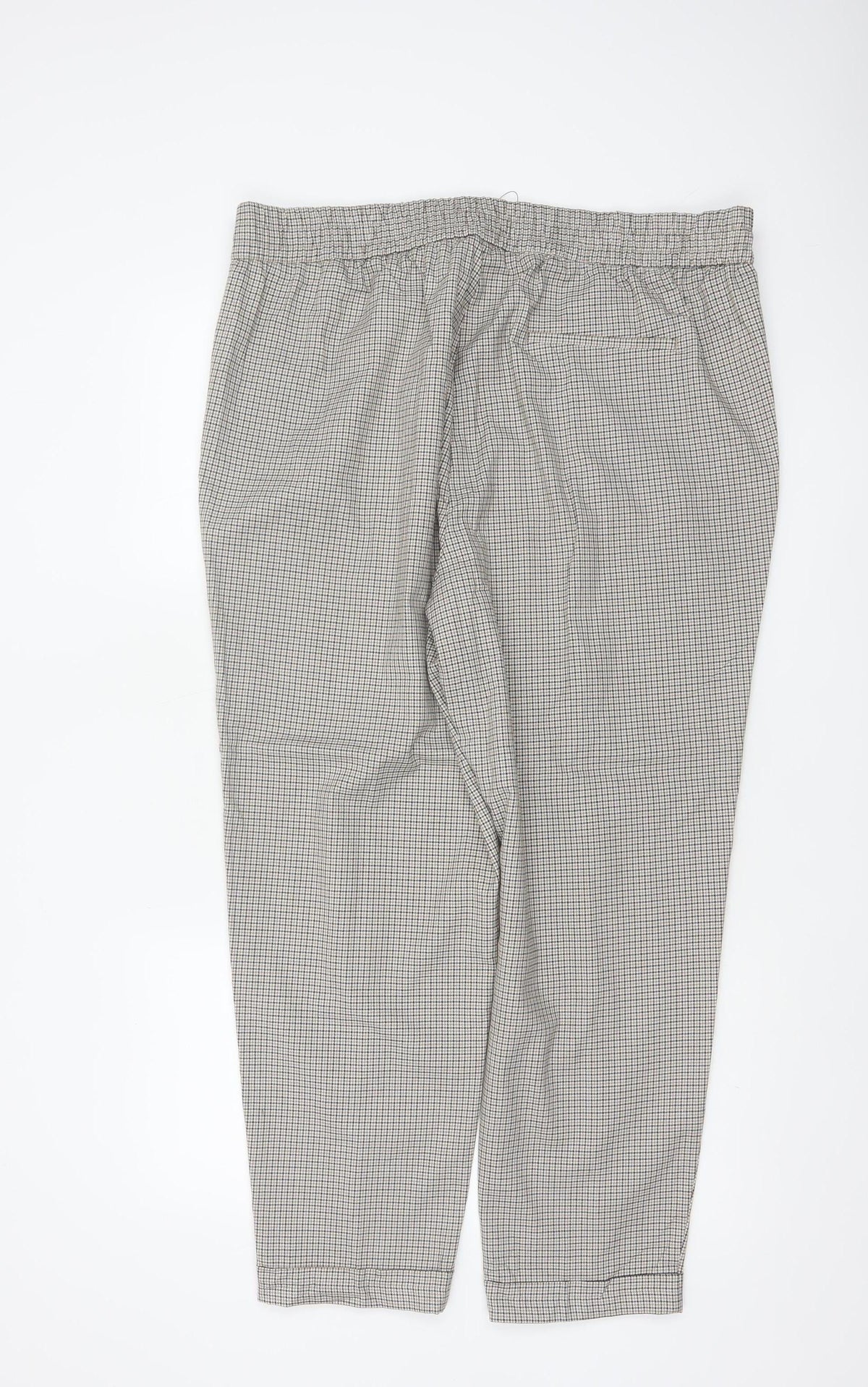 Marks & Spencer Women’s Beige Check Tapered Ankle Grazer Trousers UK 20 Regular