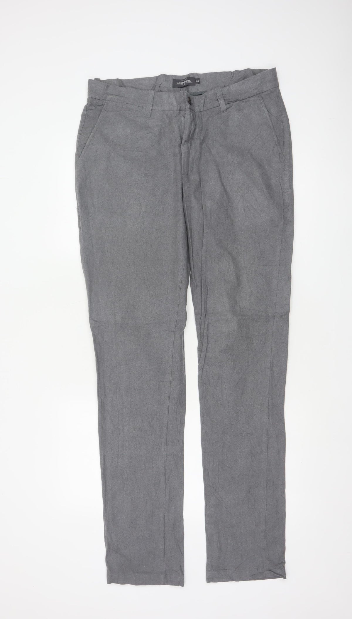 Dressmann Women’s Grey Slim Fit Chino Trousers Size 34 34/34