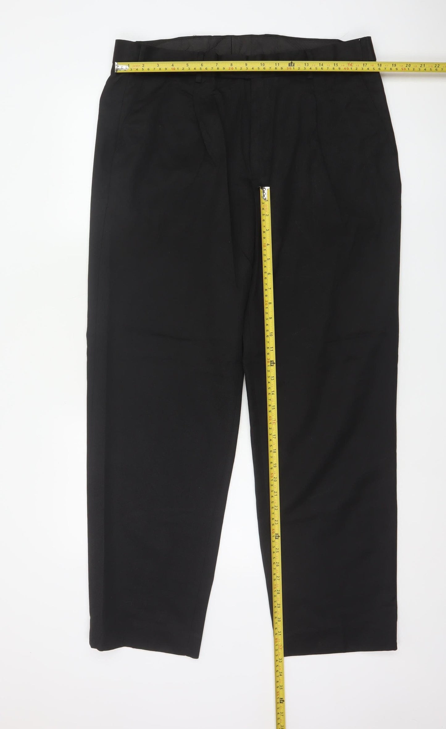 Brook Taverner Men’s Black 38R Regular Fit Straight Dress Trousers