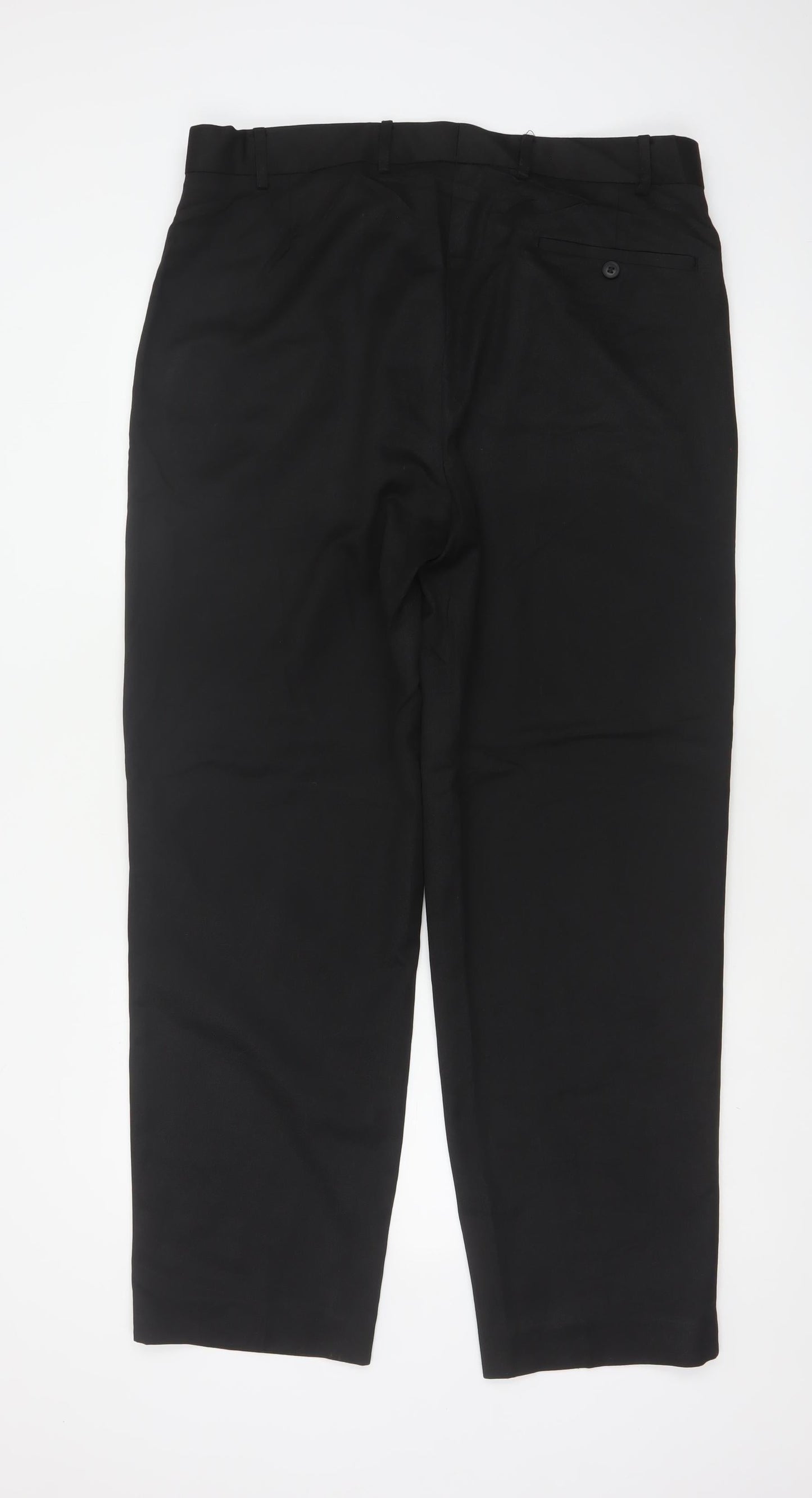 Brook Taverner Men’s Black 38R Regular Fit Straight Dress Trousers