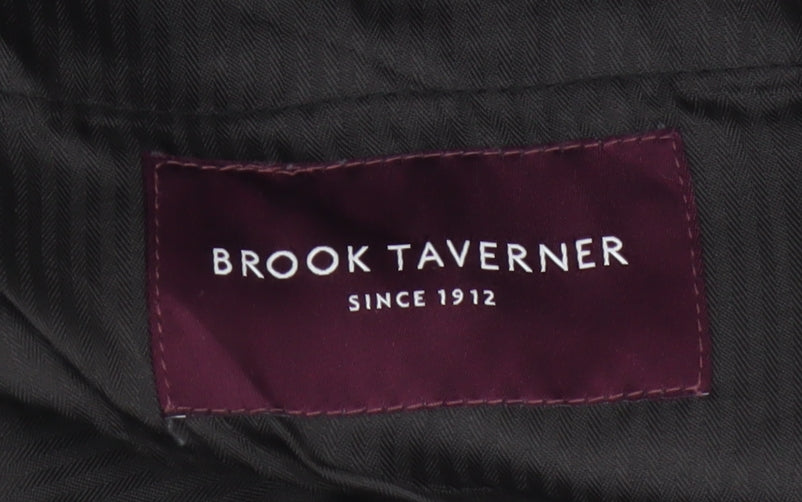 Brook Taverner Men’s Black 38R Regular Fit Straight Dress Trousers