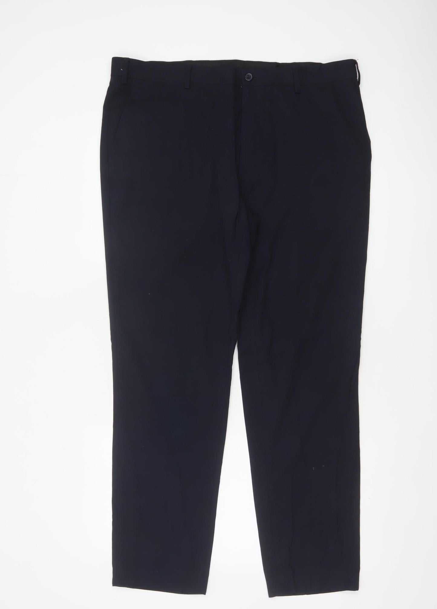 Marks & Spencer Men’s Navy 38/31 Slim Fit Dress Trousers Flat Front
