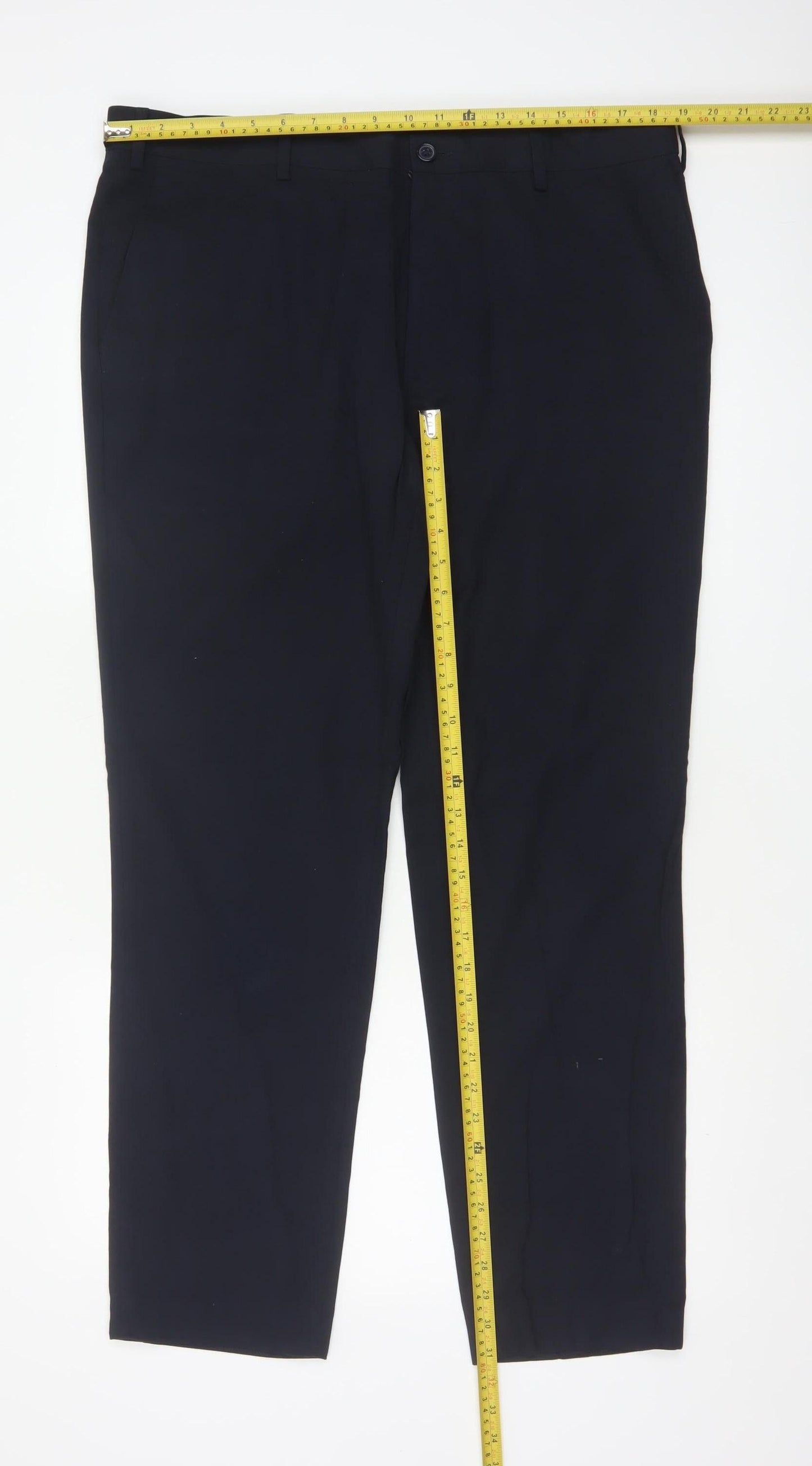 Marks & Spencer Men’s Navy 38/31 Slim Fit Dress Trousers Flat Front