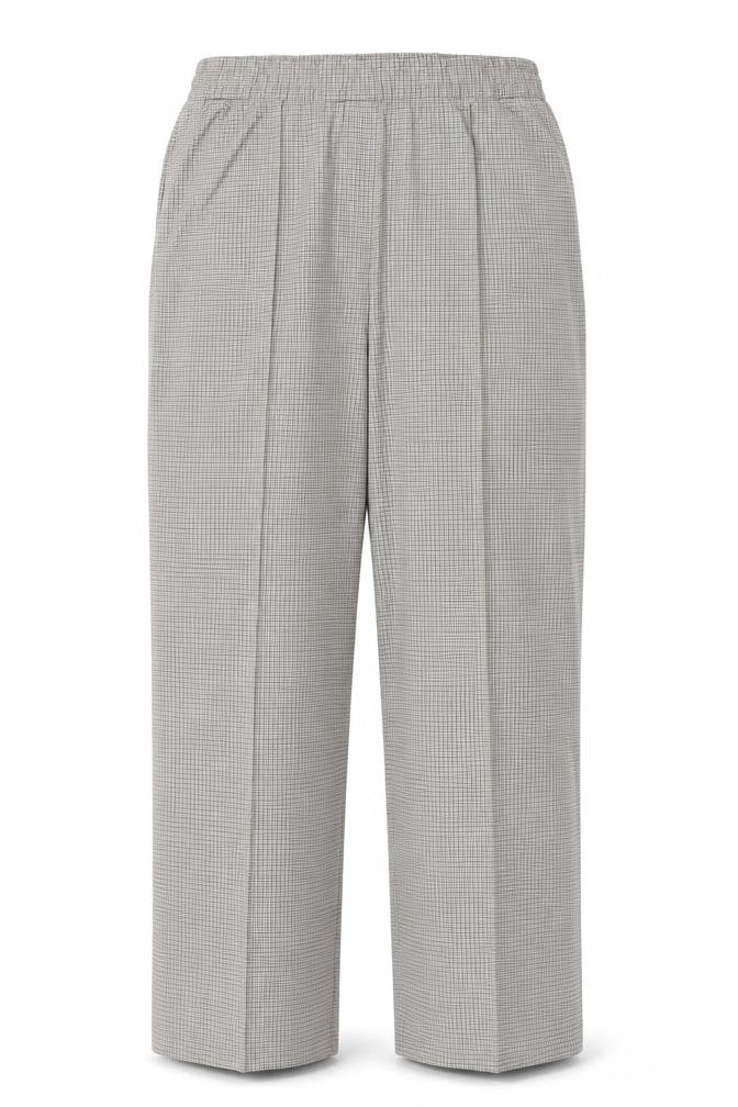 Marks & Spencer Women Beige Check Wide-Leg Trousers UK 18 Long