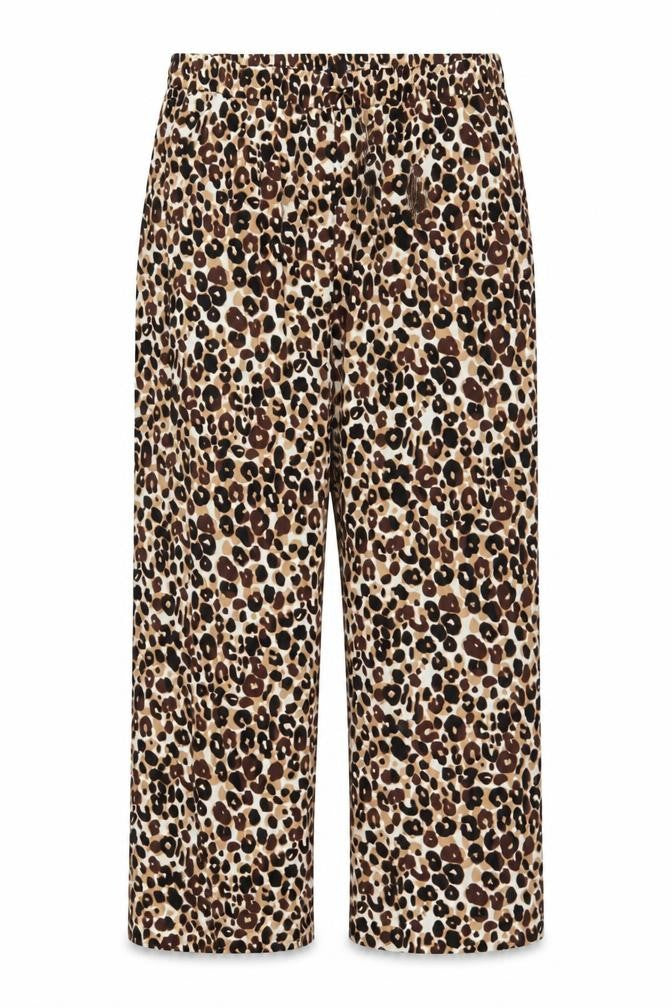 Marks & Spencer Women's Brown Leopard Print Size 24 Wide-Leg Trousers